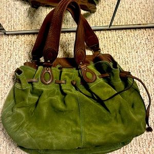 Green / suede/ mint condition handbag